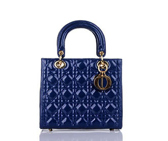 lady dior patent leather bag 6322 royablue with gold hardware